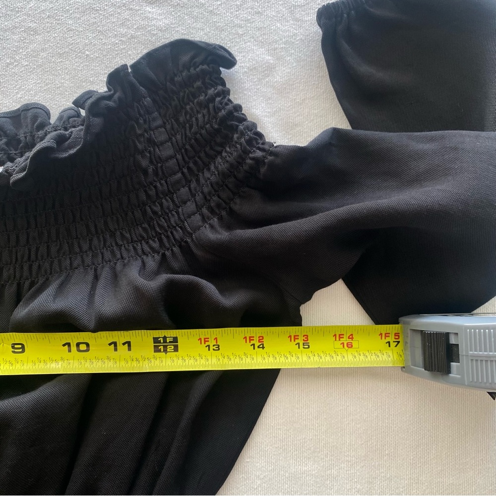 Maje Ilanda Off-The-Shoulder Romper Size 36 Black Linen Viscose Blend Casual - Picture 8 of 12